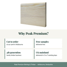 Load image into Gallery viewer, Bullnosed Skirting Board, Unsorted Grade Softwood Pine with reasons to buy from Peak Premium