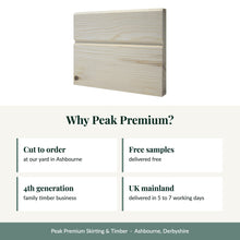 Load image into Gallery viewer, Chamfered-Grooved Skirting Board, Unsorted Grade Softwood Pine with reasons to buy from Peak Premium