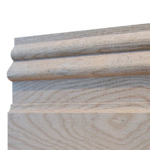 Load image into Gallery viewer, Detail of the moulded top edge of Manor House Architrave, Prime European Oak