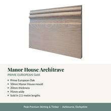Load image into Gallery viewer, Manor House Architrave, Prime European Oak with key product details