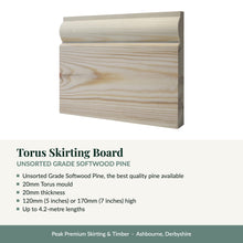 Load image into Gallery viewer, Torus Skirting Board, Unsorted Grade Softwood Pine with key product details