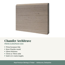 Load image into Gallery viewer, Chamfer Architrave, Prime European Oak with key product details
