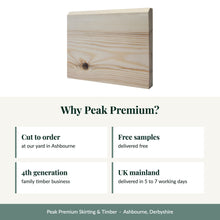 Load image into Gallery viewer, Chamfer Architrave, Unsorted Grade Softwood Pine with reasons to buy from Peak Premium
