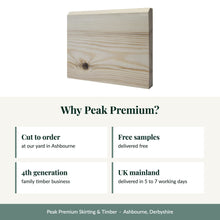Load image into Gallery viewer, Chamfer Skirting Board, Unsorted Grade Softwood Pine with reasons to buy from Peak Premium
