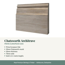Load image into Gallery viewer, Chatsworth Architrave, Prime European Oak with key product details
